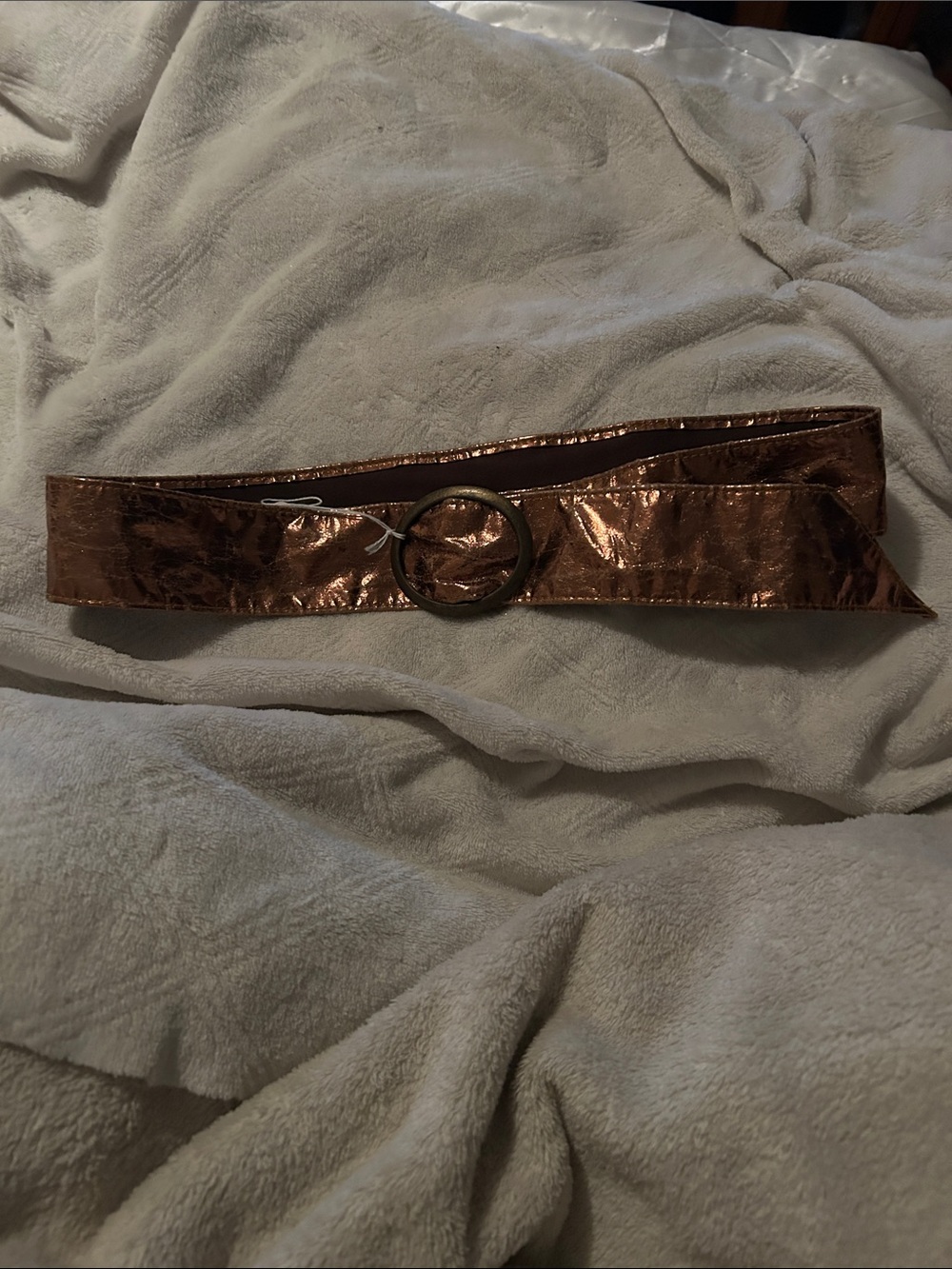 Metallic Copper Waist Belt with Round Buckle